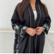 Black Abaya With Blue Floral Embroidery